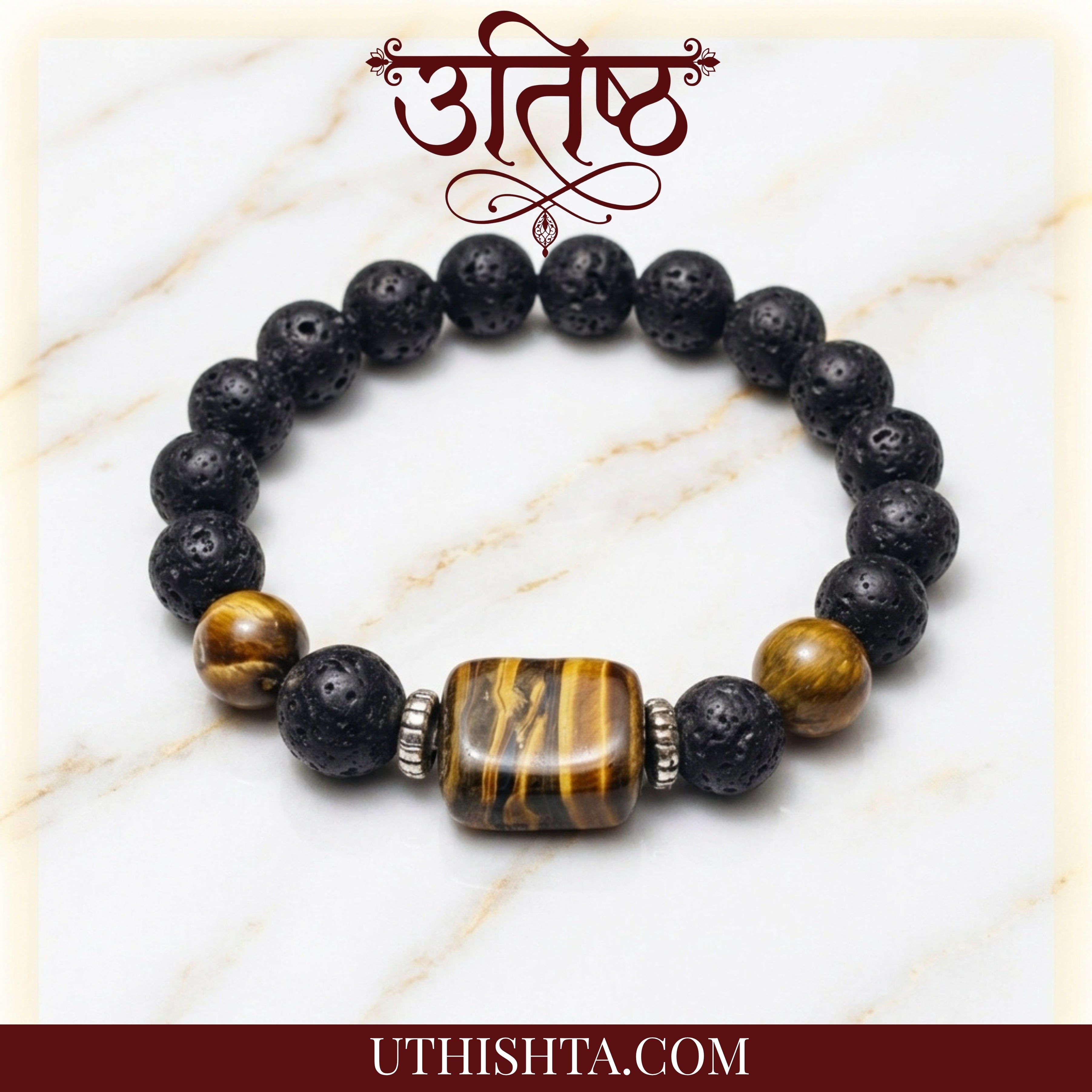 Tiger Shakti + lava stone energy bracelet