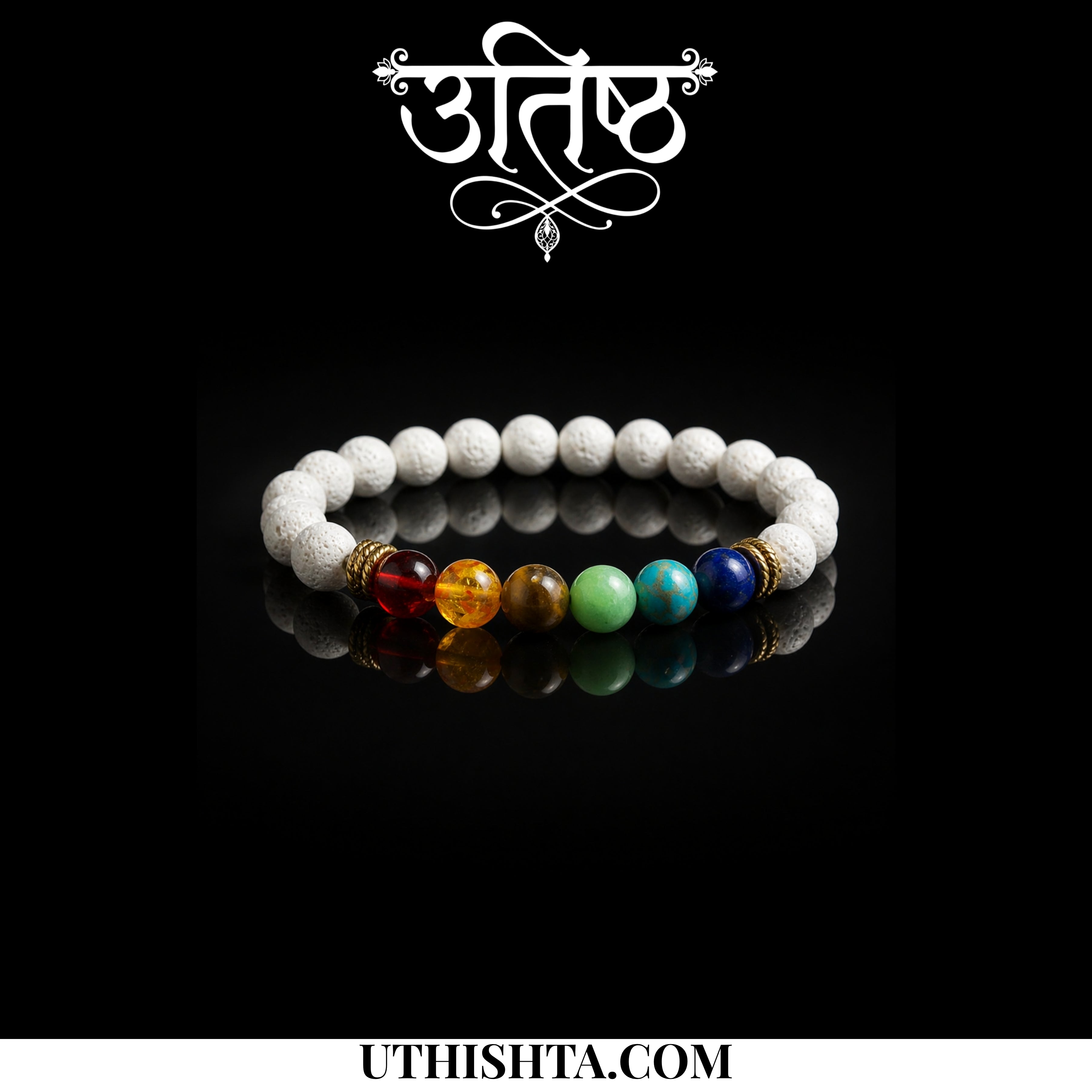 7chakra colors + white beads combination bracelet