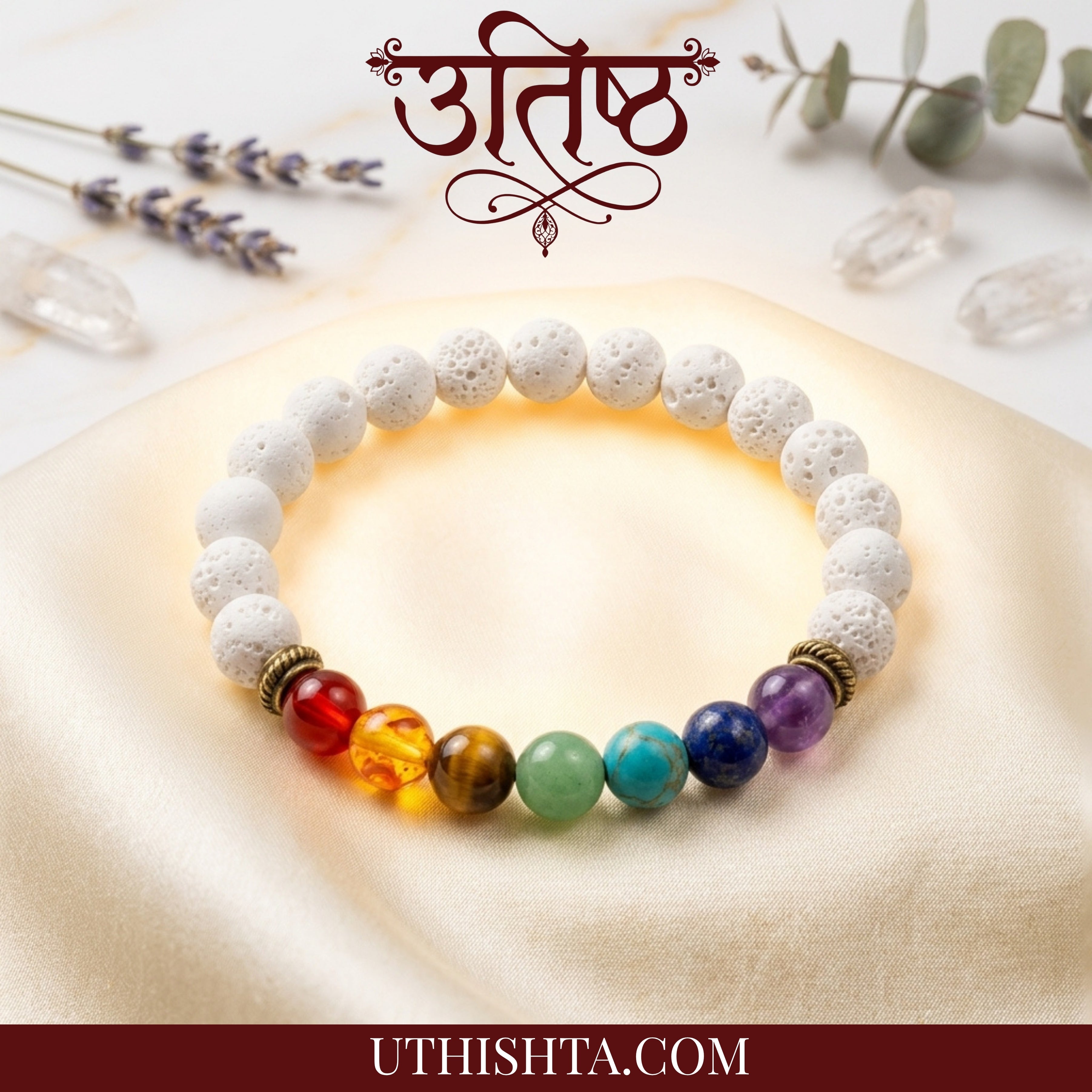 7chakra colors + white beads combination bracelet