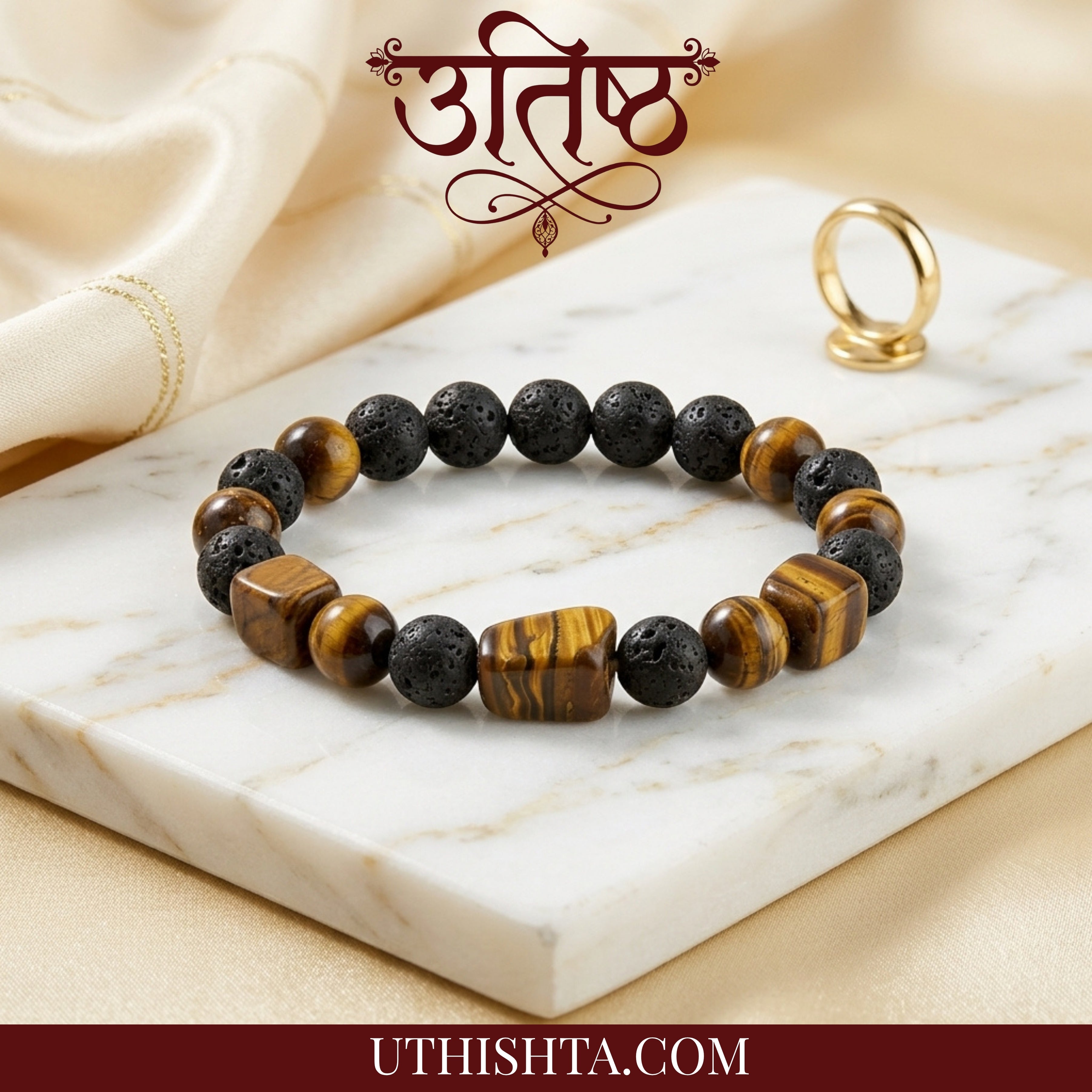 Tiger Shakti + lava stone energy bracelet
