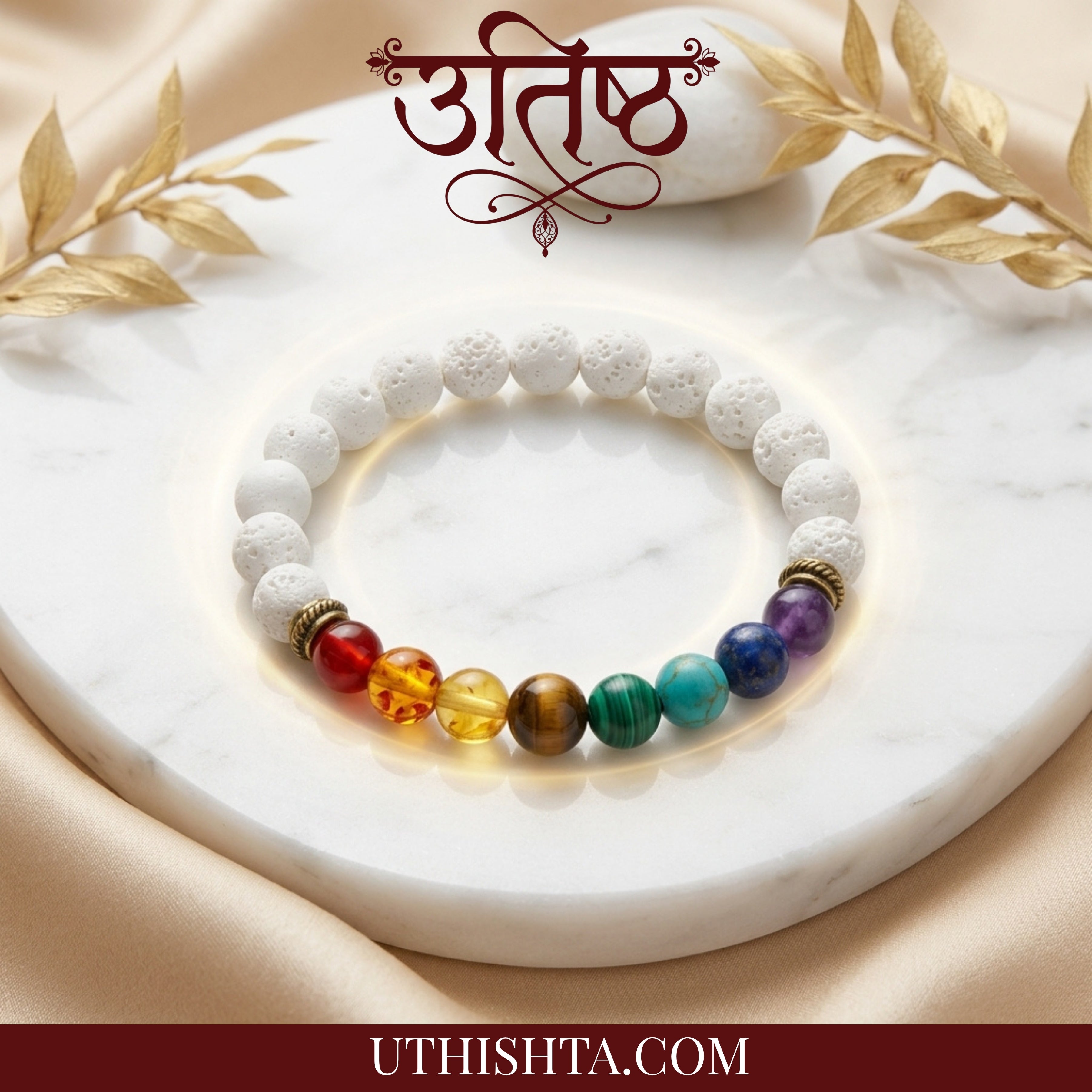 7chakra colors + white beads combination bracelet