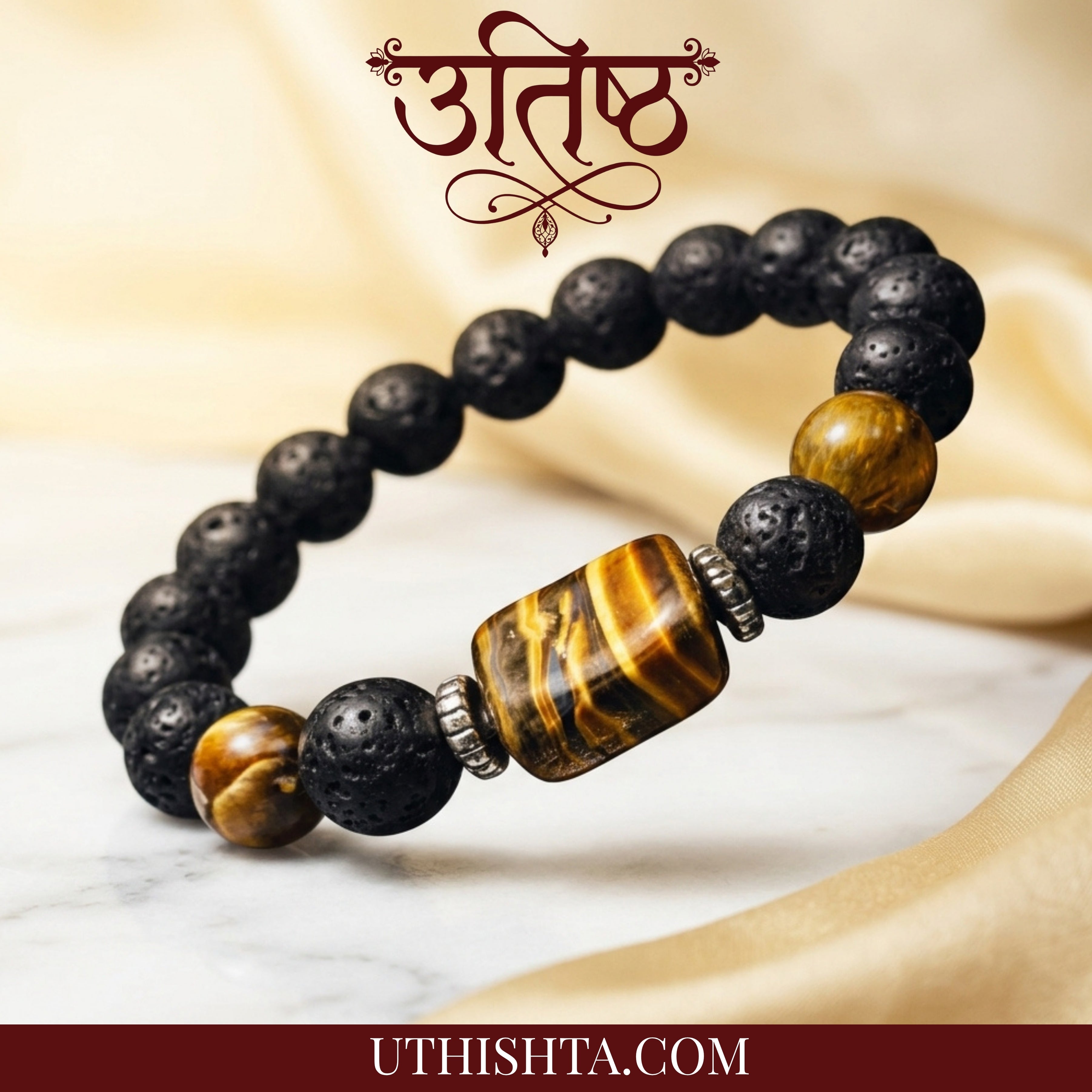 Tiger Shakti + lava stone energy bracelet