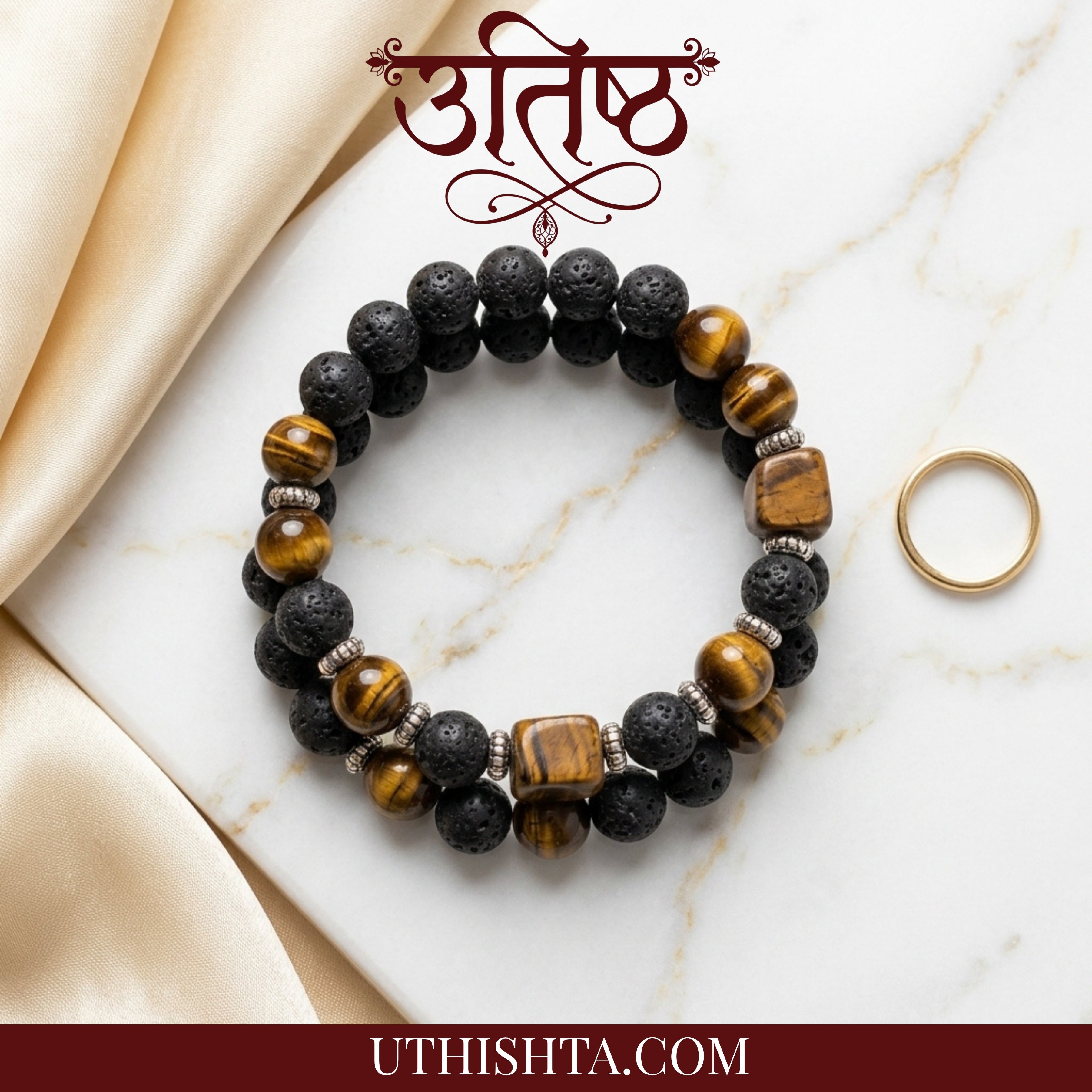 Tiger Shakti + lava stone energy bracelet