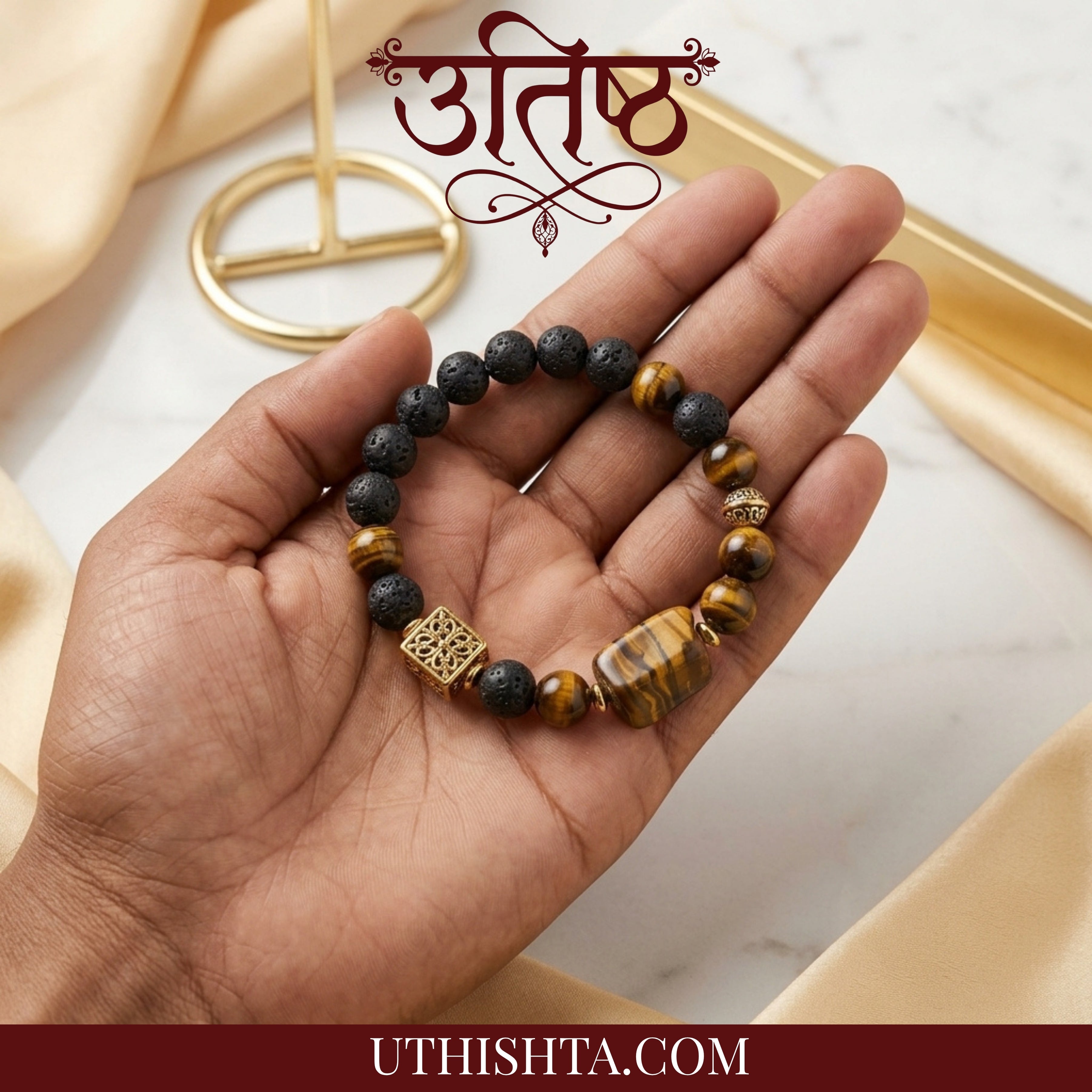 Tiger Shakti + lava stone energy bracelet