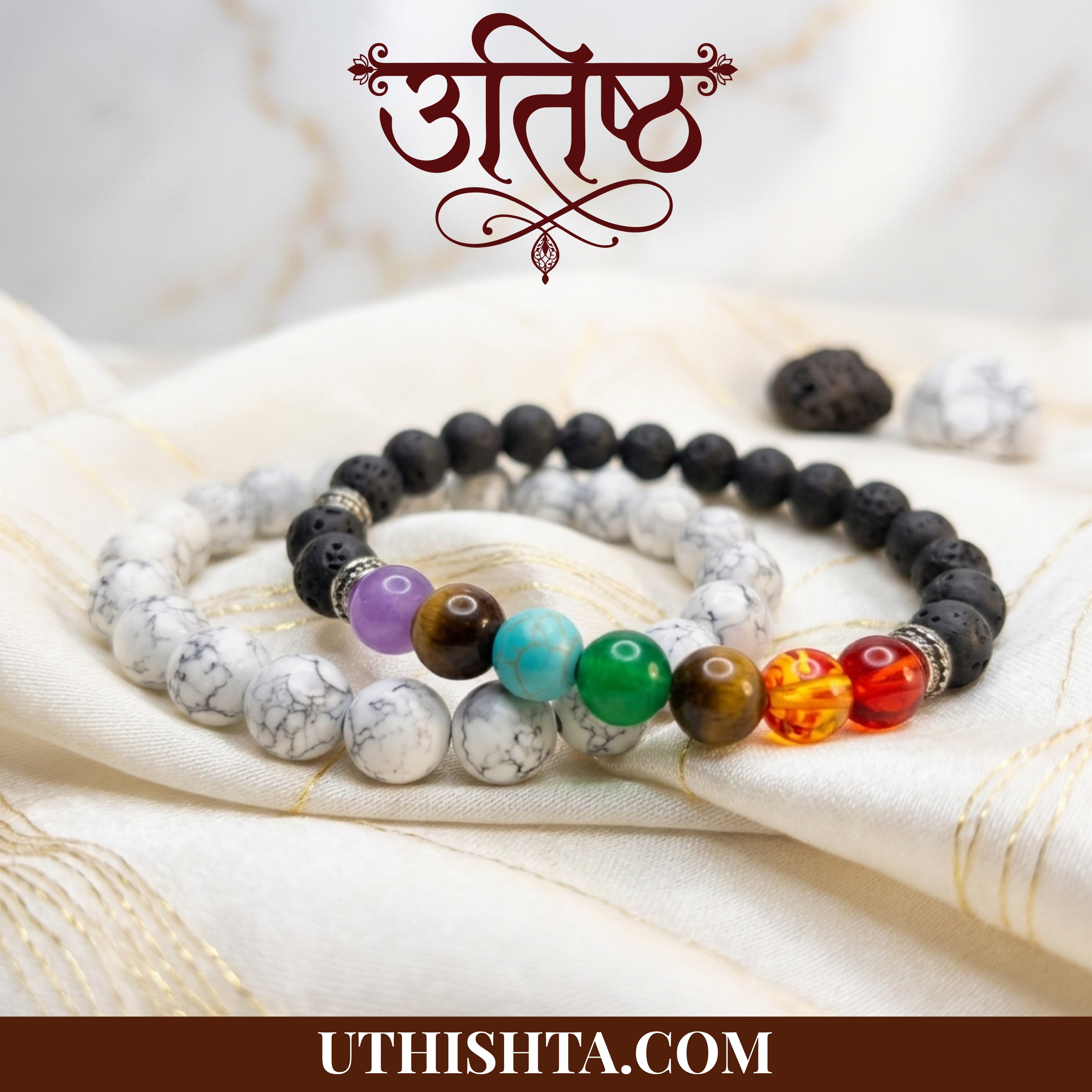 Prem Shanti Lava howlite couple bracelet